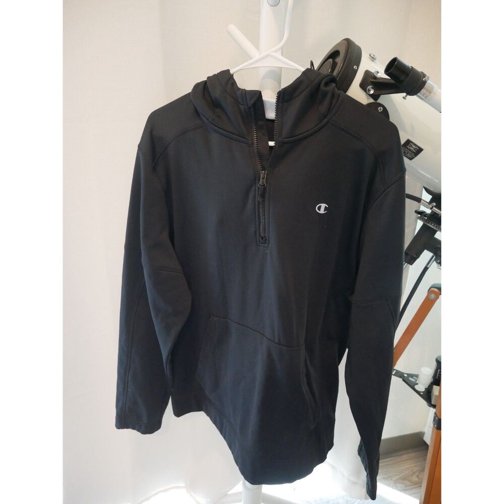 Champion Elite Black Performance Hoodie 1/4 Zip Pullover Men's XL